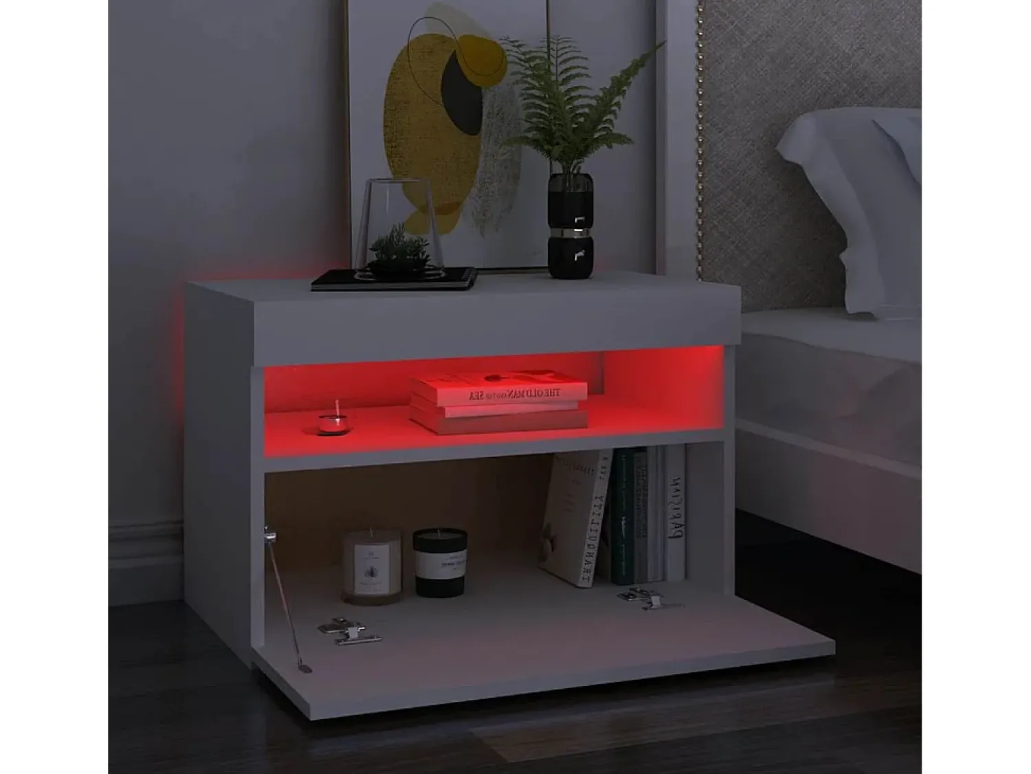 Móvel De Tv*vidaxl Móvel de TV com luzes LED 60x35x40 cm Branco