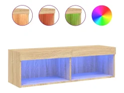 Móvel De Tv| Móvel de TV com luzes LED 100x30x30 cm carvalho sonoma PT819242 Castanho