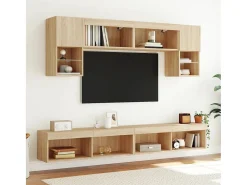 Móvel De Tv| Móvel de TV com luzes LED 100x30x30 cm carvalho sonoma PT819242 Castanho