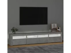 Móvel De Tv| Móvel de TV com luzes LED 210x35x40 cm cimento PT720154 Cinzento
