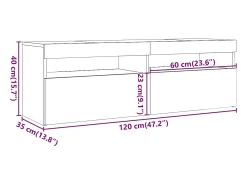 Best vidaxl Móvel de TV com luzes LED 120x35x40 cm cimento Cinzento