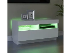 Clearance Móvel de TV com luzes LED 80x35x40 cm PT281392 Branco