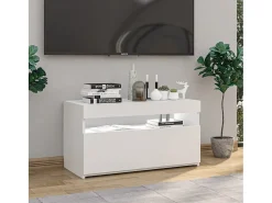 Móvel De Tv* Móvel de TV com luzes LED 75x35x40 cm brilhante PT720542 Branco