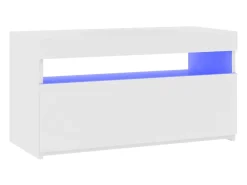 Móvel De Tv* Móvel de TV com luzes LED 75x35x40 cm PT454566 Branco