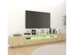 Móvel De Tv| Móvel de TV com luzes LED 260x35x40 cm carvalho sonoma PT675873 Castanho