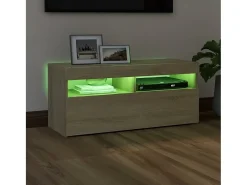 Móvel De Tv|vidaxl Móvel de TV com luzes LED 90x35x40 cm carvalho sonoma Castanho