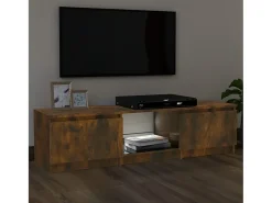 Móvel De Tv* Móvel de TV com luzes LED 140x40x35,5 cm carvalho fumado PT208112 Castanho