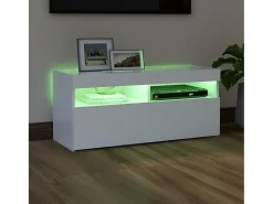 Móvel De Tv* Móvel de TV com luzes LED 90x35x40 cm PT800716 Branco