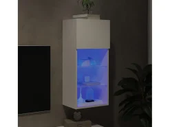 Móvel De Tv* Móvel de TV com luzes LED 40,5x30x90 cm PT987691 Branco