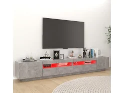 Móvel De Tv* Móvel de TV com luzes LED 260x35x40 cm cimento PT786812 Cinzento