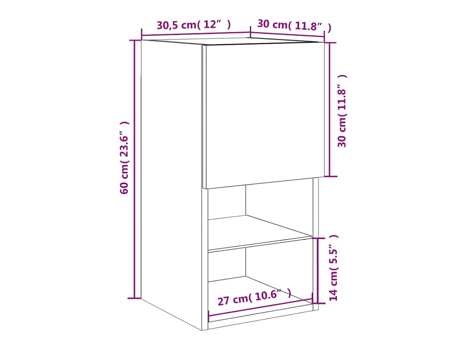 vidaxl Móvel de TV com luzes LED 30,5x30x60 cm sonoma^ Móvel De Tv