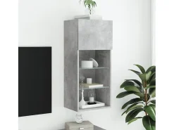 Móvel De Tv| Móvel de TV com luzes LED 40,5x30x90 cm cimento PT907566 Cinzento