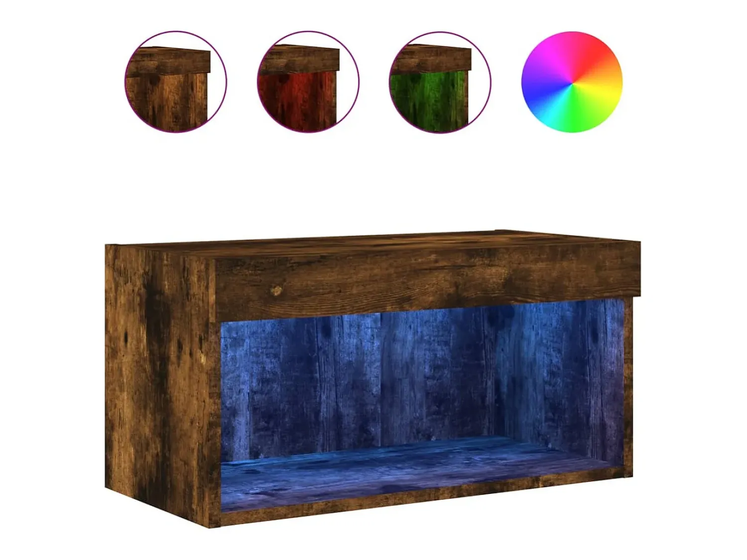 Móvel De Tv* Móvel de TV com luzes LED 60x30x30 cm carvalho fumado PT756177 Castanho