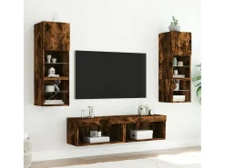 Móvel De Tv* Móvel de TV com luzes LED 60x30x30 cm carvalho fumado PT756177 Castanho