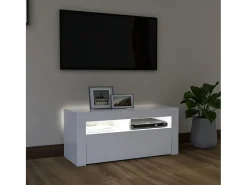 Móvel De Tv* Móvel de TV com luzes LED 90x35x40 cm PT509822 Branco