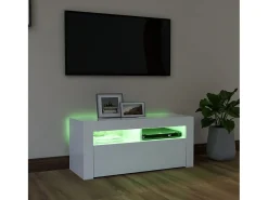 Móvel De Tv* Móvel de TV com luzes LED 90x35x40 cm PT509822 Branco