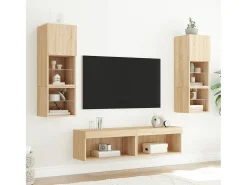 Móvel De Tv| Móvel de TV com luzes LED 60x30x30 cm carvalho sonoma PT161152 Castanho