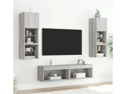 Móvel de TV com luzes LED 60x30x30 cm sonoma PT405465^ Móvel De Tv
