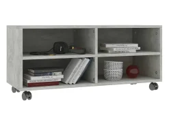 Móvel De Tv| Móvel de TV com rodas 90x35x35cm contraplacado cimento PT335802 Cinzento