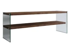 Móvel De Tv*Concept-Usine Móvel de TV contemporâneo em vidro e madeira de 120 cm JOY com arrumação Castanho