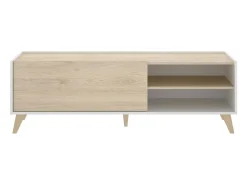 Móvel De Tv*Dmora Móvel de TV Dacerbi, Aparador baixo da sala, Aparador da sala para televisão, 155x43h47 cm, Carvalho e Branco Castanho