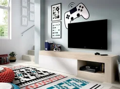 Móvel De Tv*Dmora Móvel de TV Dadl, Aparador baixo da sala, Aparador da sala para televisão, 204x42h48 cm, Carvalho e Branco Castanho