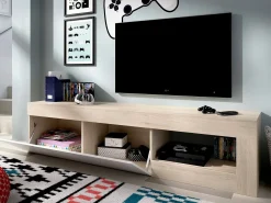 Móvel De Tv*Dmora Móvel de TV Dadl, Aparador baixo da sala, Aparador da sala para televisão, 204x42h48 cm, Carvalho e Branco Castanho