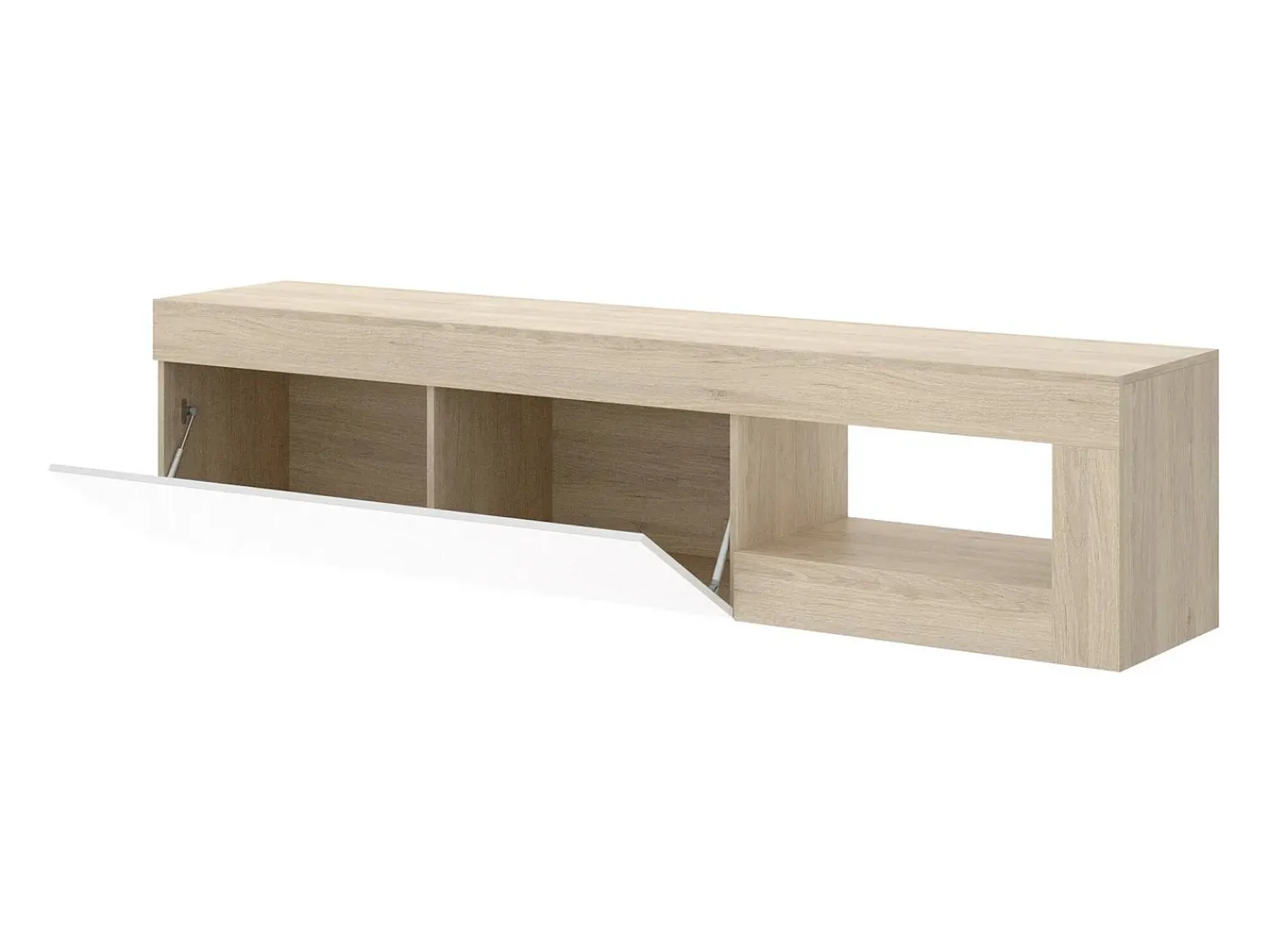 Móvel De Tv*Dmora Móvel de TV Dadl, Aparador baixo da sala, Aparador da sala para televisão, 204x42h48 cm, Carvalho e Branco Castanho