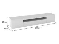 Discount Dmora Móvel de TV Dafrim, Aparador baixo de sala com 3 portas, base de móvel de TV, 100% Fabricado na Itália, 200x40h37 cm, brilhante Branco
