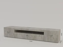 Móvel De Tv|Dmora Móvel de TV Dafrim, Aparador baixo de sala com 3 portas, base de móvel de TV, 100% Fabricado na Itália, 200x40h37 cm, Cimento Cinzento