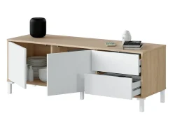 Móvel De Tv*Dmora Móvel de TV Dayha, Aparador para televisão com 2 portas, Móvel de TV para sala, Móvel de TV, Aparador para sala, 130x41h47 cm, Carvalho e Branco Castanho