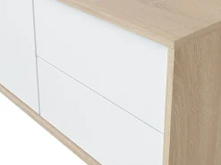 Móvel De Tv*Dmora Móvel de TV Dayha, Aparador para televisão com 2 portas, Móvel de TV para sala, Móvel de TV, Aparador para sala, 130x41h47 cm, Carvalho e Branco Castanho