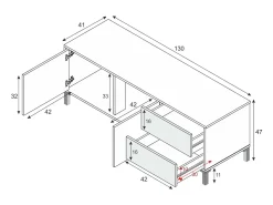 Móvel De Tv*Dmora Móvel de TV Dayha, Aparador para televisão com 2 portas, Móvel de TV para sala, Móvel de TV, Aparador para sala, 130x41h47 cm, Carvalho e Branco Castanho