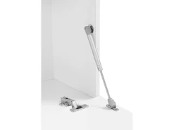 Outlet Dmora Móvel de TV Dbarell, aparador baixo da sala, base de móvel de TV, 100% Fabricado na Itália, 180x30h40 cm, brilhante Branco
