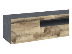 Dmora Móvel de TV Dbele, Aparador baixo de sala, base de móvel de TV, 100% Fabricado em Itália, 150x40h37 cm, Ardósia e Bordo, com luz LED^ Móvel De Tv