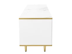 Móvel de TV de 175 cm, com 2 gavetas, 2 portas, pernas e puxadores em metal dourado, padrões esculpidos, estilo escandinavo, mobiliário de sala em madeira -^ Móvel De Tv