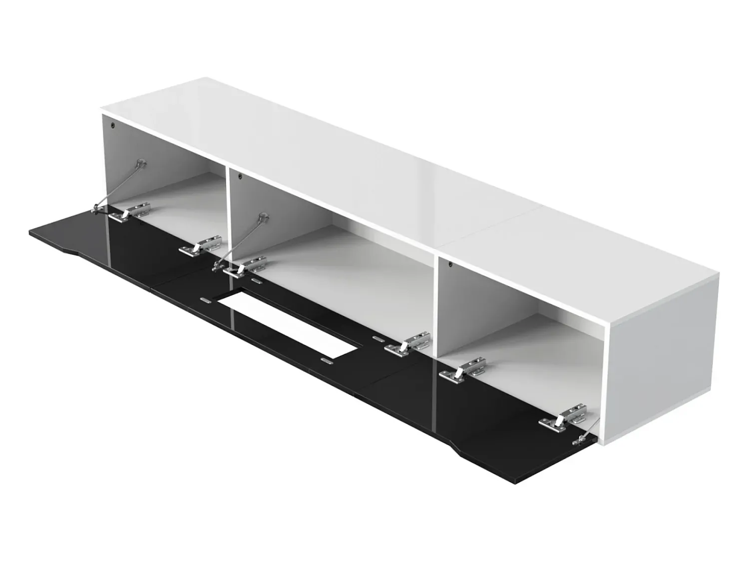 Móvel De Tv* Móvel de TV de 180 cm, com iluminação LED que muda de cor, portas de fole, lacado Móvel de TV de parede, estilo moderno - Preto