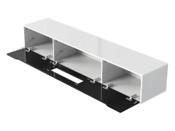 Móvel De Tv* Móvel de TV de 180 cm, com iluminação LED que muda de cor, portas de fole, lacado Móvel de TV de parede, estilo moderno - Preto