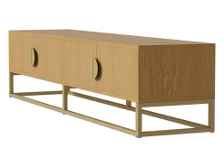 Outlet Móvel de TV de madeira com 4 portas, puxadores semicirculares, unidade de armazenamento moderna para sala de estar Natural claro