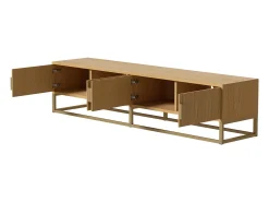 Outlet Móvel de TV de madeira com 4 portas, puxadores semicirculares, unidade de armazenamento moderna para sala de estar Natural claro