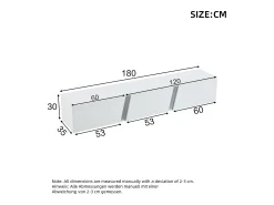 Móvel De Tv|Merax Móvel de TV de parede - 180 x 35 x 30 cm - com LEDs + 3 portas - para TV de 75 polegadas - Aglomerado + Acrílico - Branco