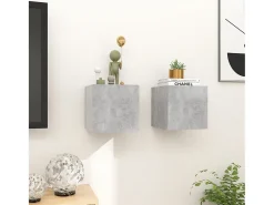 Móvel De Tv| Móvel de TV de parede 2 pcs 30,5x30x30 cm cimento PT126137 Cinzento