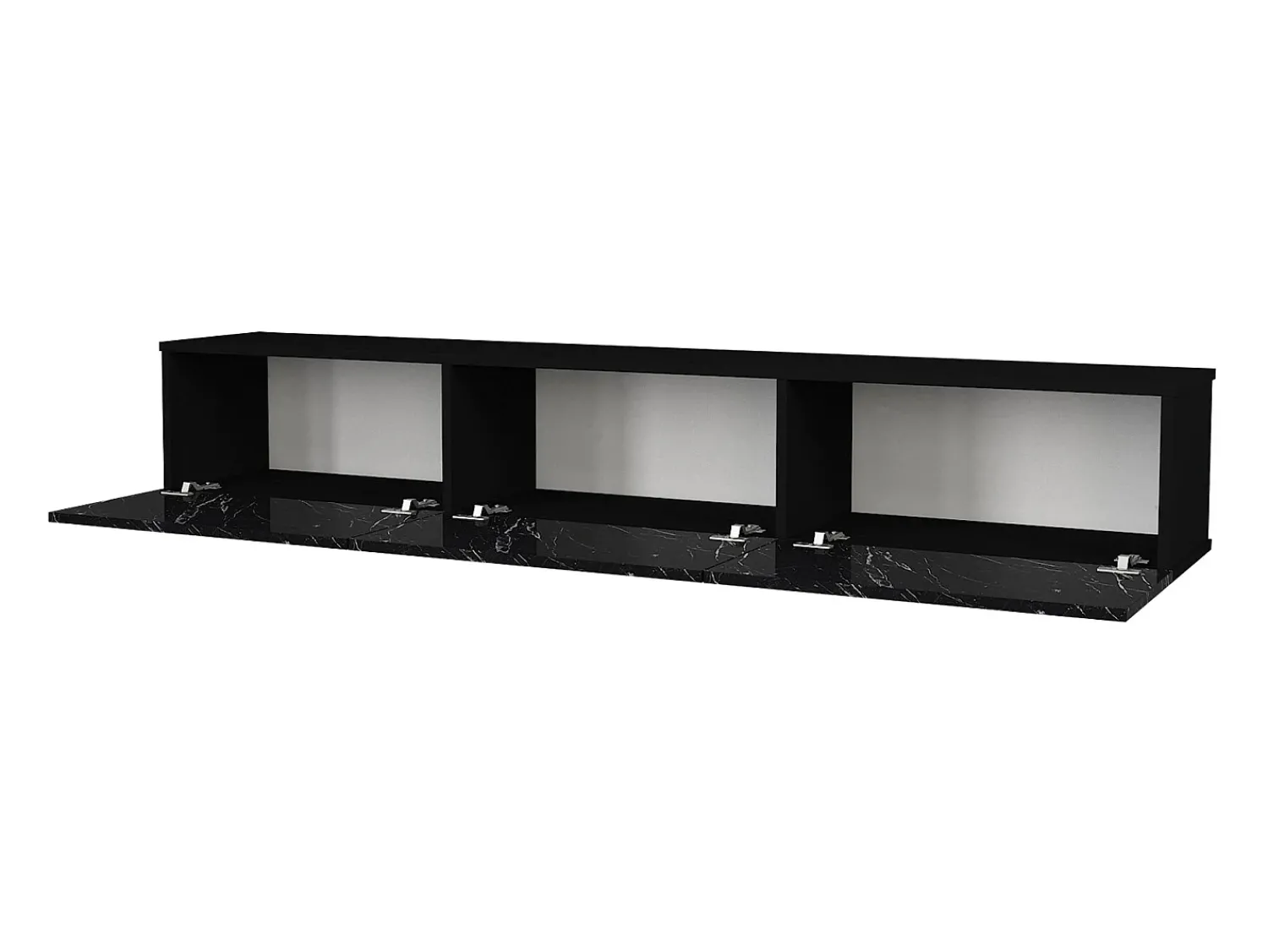 Sale Vente-unique Móvel de TV de parede com 3 portas - Cor: Efeito mármore - VIKILA Preto