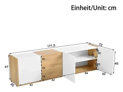 New Móvel de TV de parede para sala de estar, unidade de armazenamento multifuncional, suporte para TV com 3 gavetas, Branco