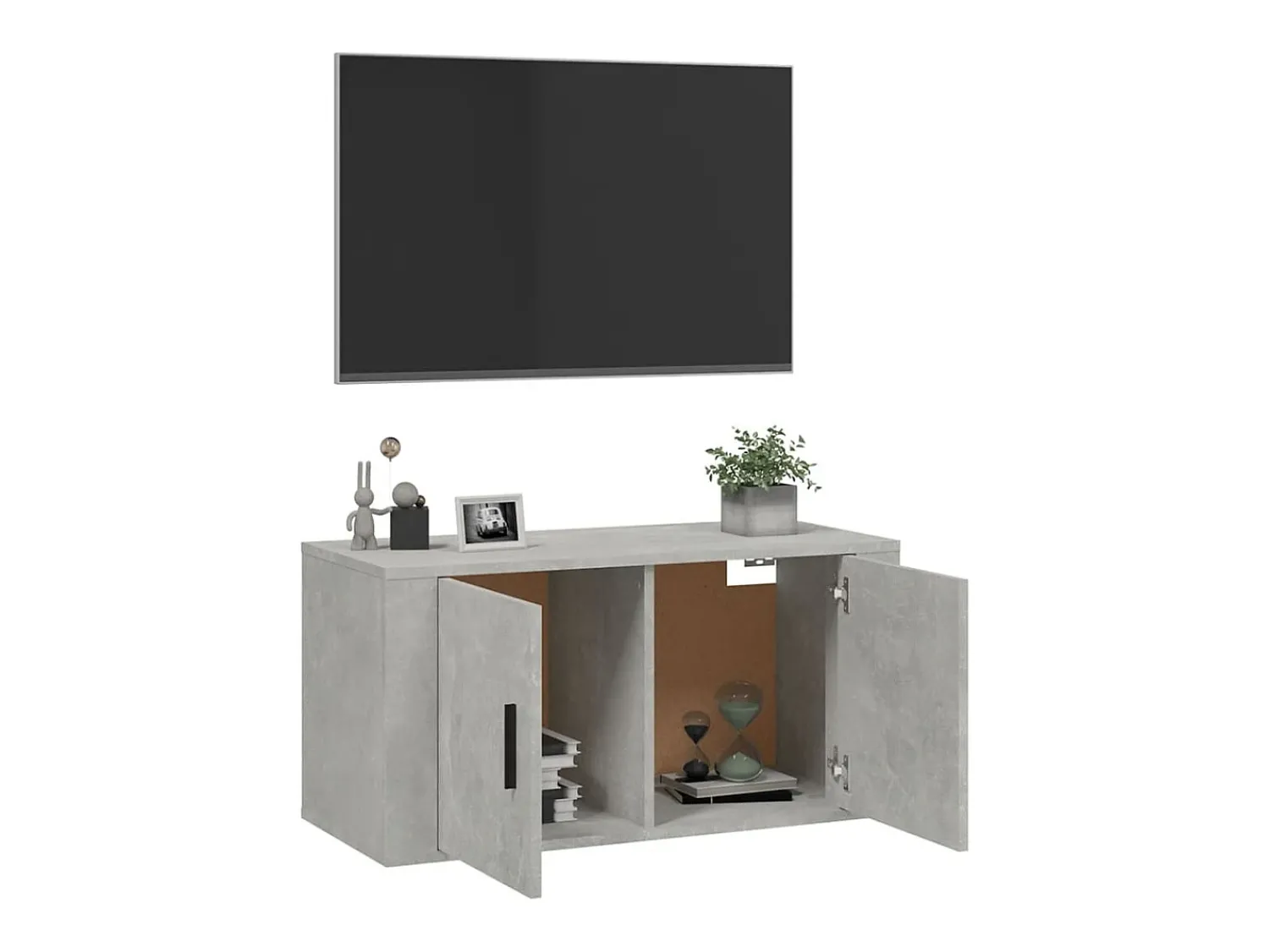 Móvel de TV de parede 80x34,5x40 cm cimento PT903804^ Móvel De Tv
