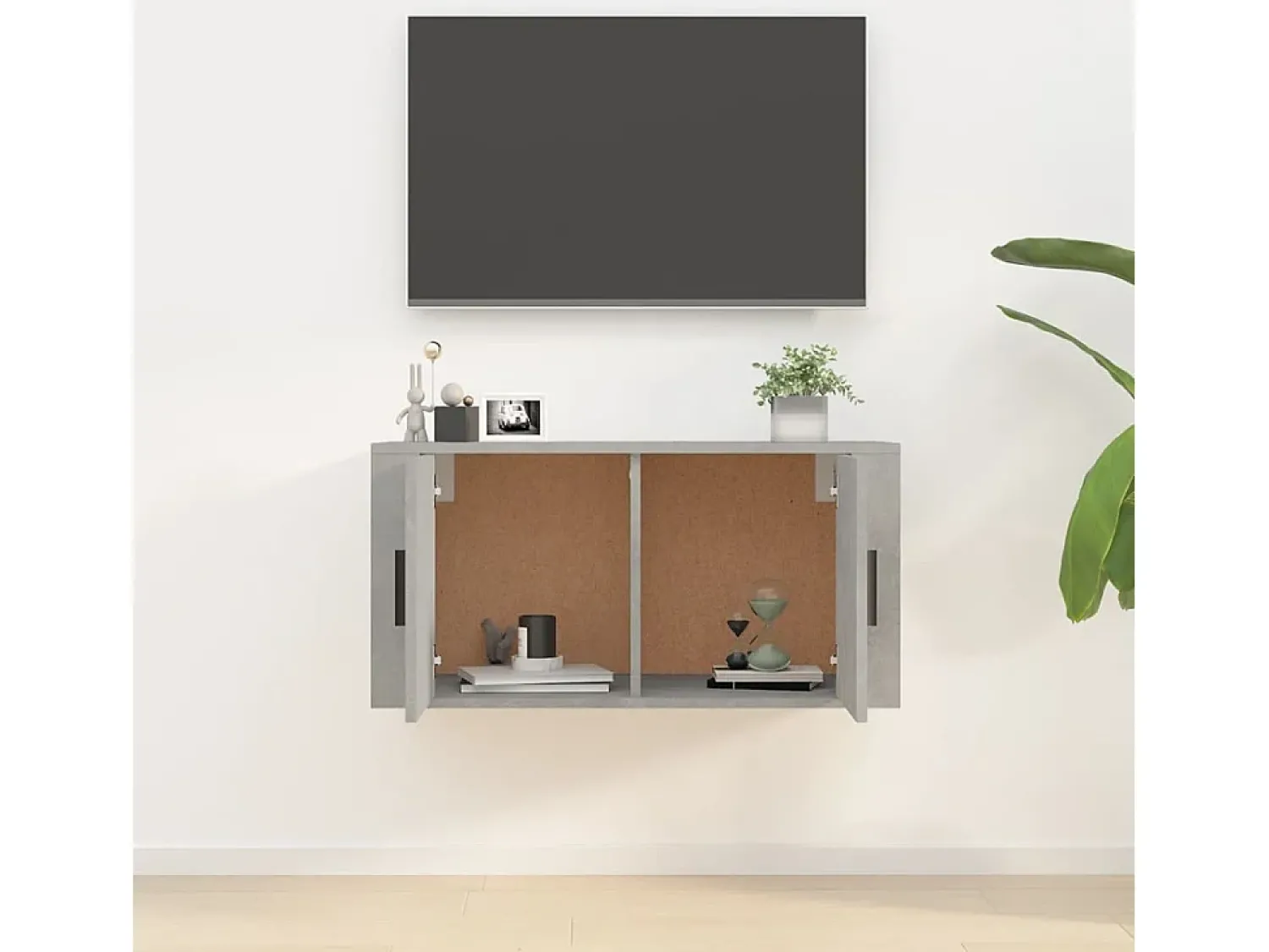 Móvel de TV de parede 80x34,5x40 cm cimento PT903804^ Móvel De Tv
