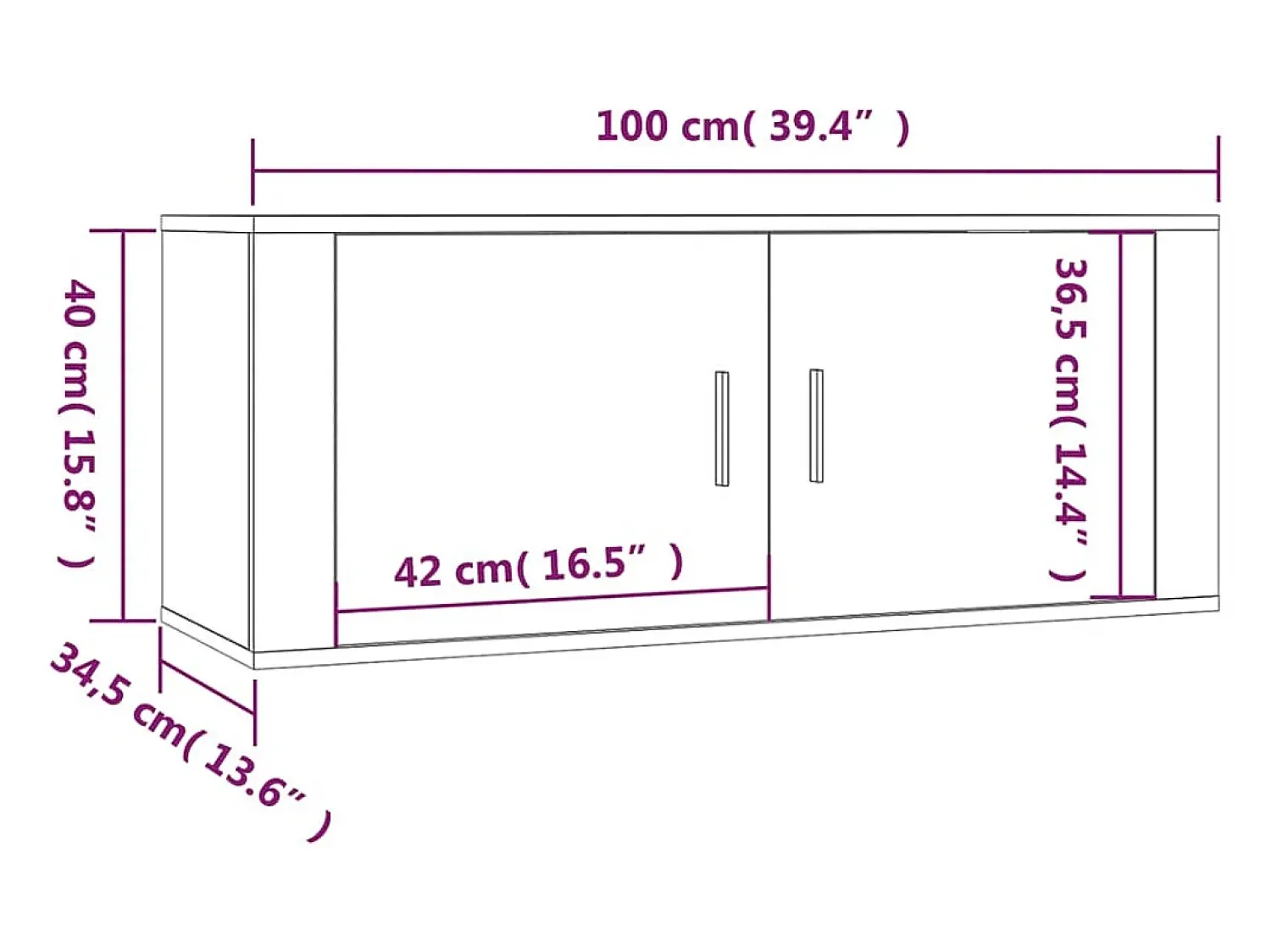 Discount vidaxl Móvel de TV de parede 100x34,5x40 cm sonoma Cinzento