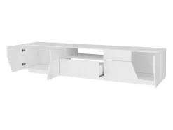 Móvel De Tv*Dmora Móvel de TV Dfilipp, Aparador baixo da sala, Base de móvel de TV, 100% Fabricado na Itália, 220x43h46 cm, brilhante Branco