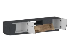 Móvel De Tv|Dmora Móvel de TV Dfilipp, Aparador baixo de sala, Base de móvel de TV, 100% Fabricado em Itália, 220x43h46 cm, Ardósia e Bordo Castanho
