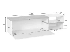 Móvel De Tv*Dmora Móvel de TV Dgal, Aparador baixo de sala com 2 portas, base de móvel de TV, 100% Fabricado na Itália, 160x40h46 cm, brilhante e bordo Branco